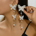 Wholesale Fashion Lace Butterfly Pearl Drop Earrings for Lady Custom Earrings