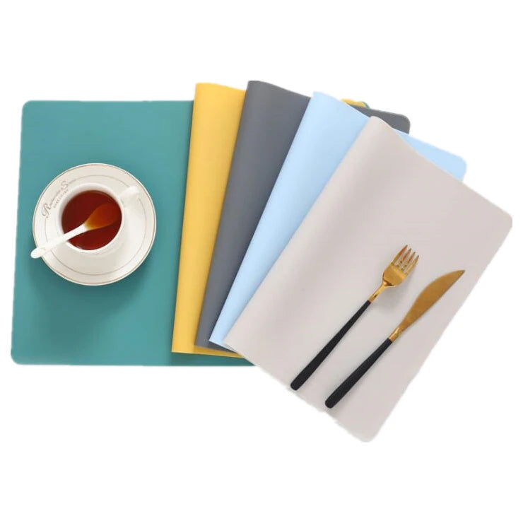 Customized 40*30cm Reusable Non-slip Placemat Kids Dining Table Silicone Rubber Placemat Oil Proof Water Heat Stain Resistant
