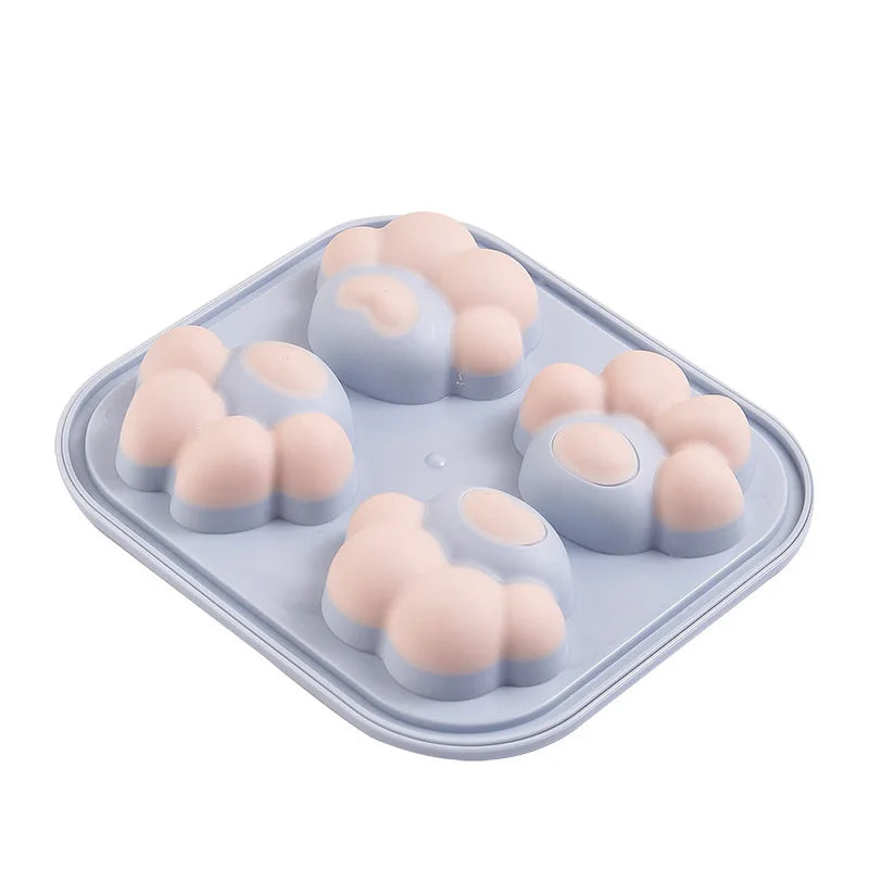 4 Cavity Footprint Mould Cute Animal Dog Paw Shape Popsickle Maker Plastic pp Plastic Ice Cream Mold with Tray Lid