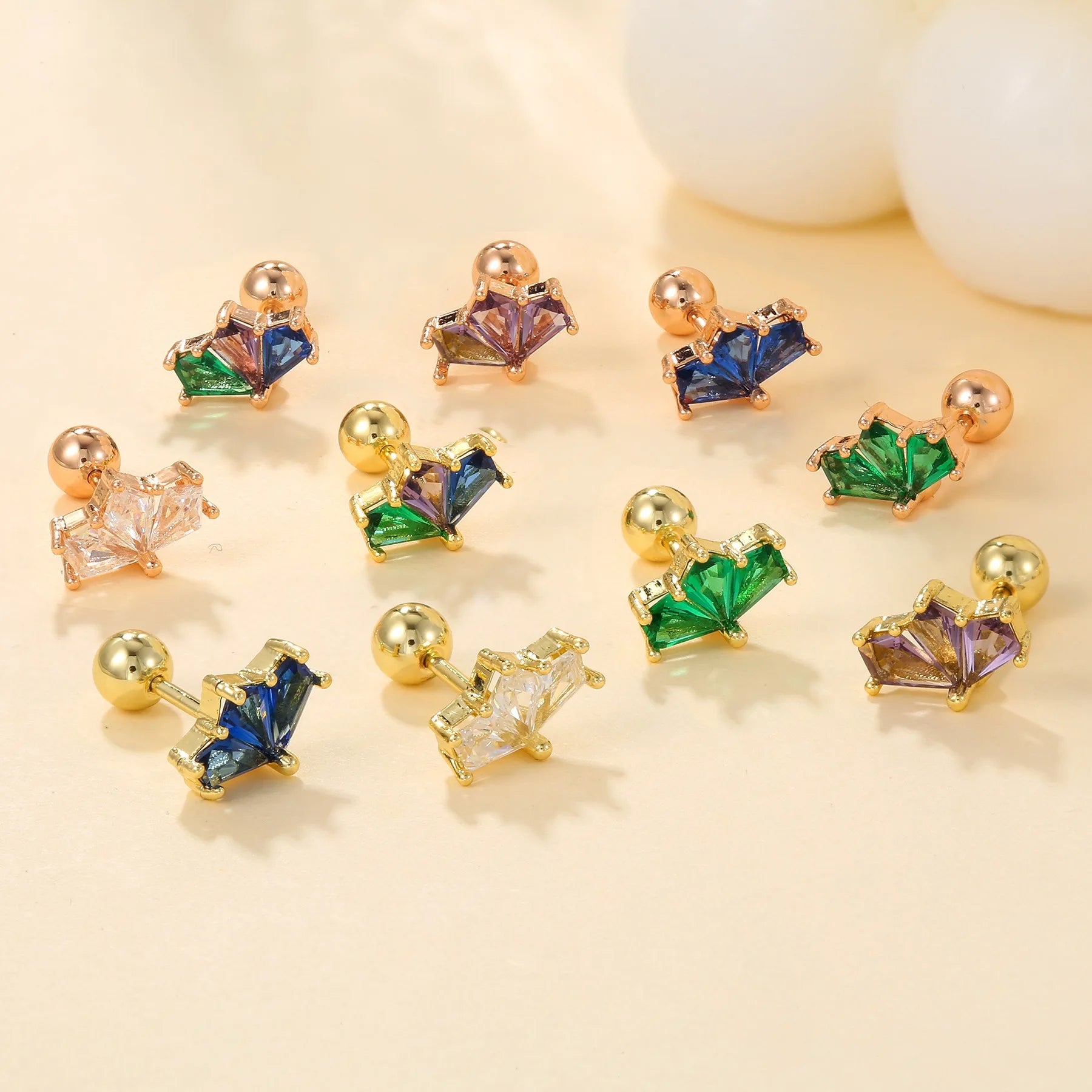 Simple Crown Shape with Zirconia Stud Earrings Stainless Steel Bar Fresh Sweet Temperament Stud Earrings