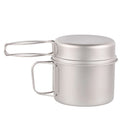 camping Camping Pot Ultralight Titanium Pot Set Titanium Mug Cup and Fry Pan with Foldable Handle Camping 900ml and 350ml Cookware Set