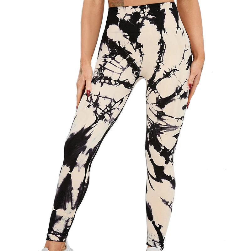 FLW Woman Scrunch Booty Tie Dye Yoga Shorts Leggings Push up Sportswear Fitness Tight Workout Leggings