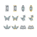 RHE945 Tiny Minimal Stud 925 Sterling Silver Small butterfly Eye Rectangle Sector Oval Mini Second Stud Earring
