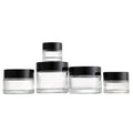 5ml 10ml 15ml 20ml 25ml 30ml 50ml 60ml 100ml Clear Glass Empty Custom Hand Lotion Cream Jar With Black Lids and White Spoons