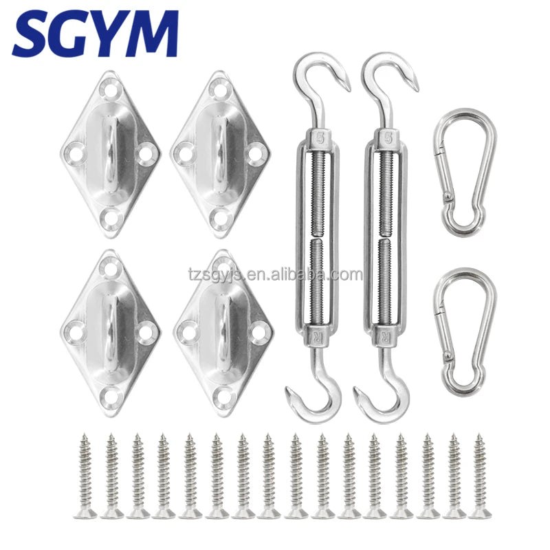 Sun Shade Sail Installation Kit Heavy Duty 5 Inch Stainless Steel Hardware Kit of Sun Sails Anti-Rust