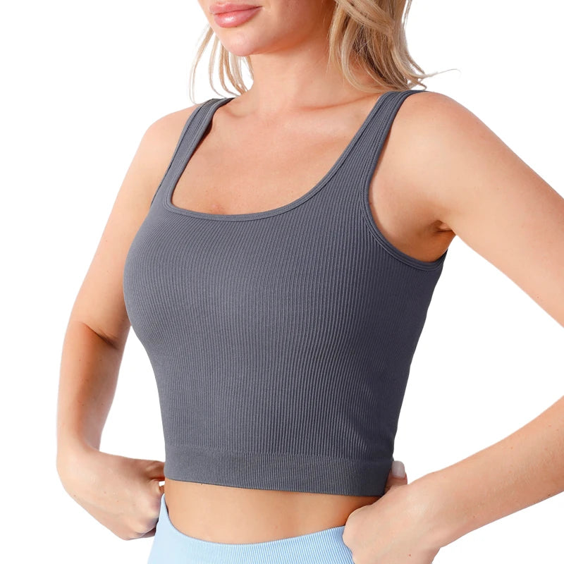 2026 Solid Color Nylon Spandex Women's Gym Tops XL Size Sports Bra for Gym Yoga Fitness With Printed Pattern