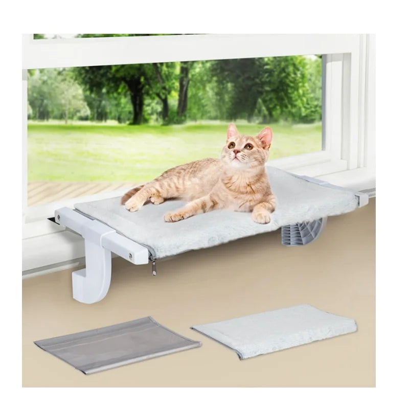 Pet Cat Window Perch One-Step Sliding Adjustment Cat Hammock Window for Windowsill & Bedside