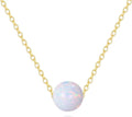 S925 Sterling Silver 8MM Opal Round Ball Pendant Necklace Opal Jewelry Gifts for Women for Birthday Christmas