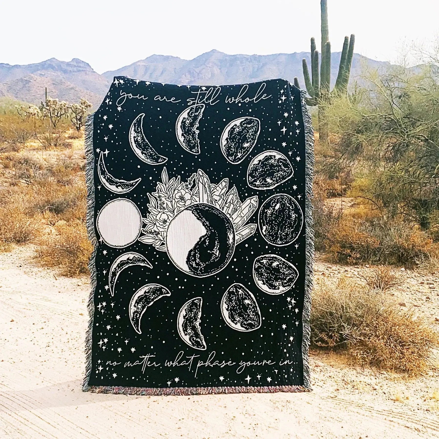 DaiRui Wholesale Sun and Moon Stars Hippie Throw Blanket Celestial Tapestry Double-sided Reversible Woven Cotton//