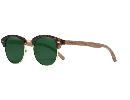 KINGSEVEN Handmade 2023 Black Walnut Wood Sunglasses for Men Polarized UV400 Protective Half Borderless Retro Glasses N5516
