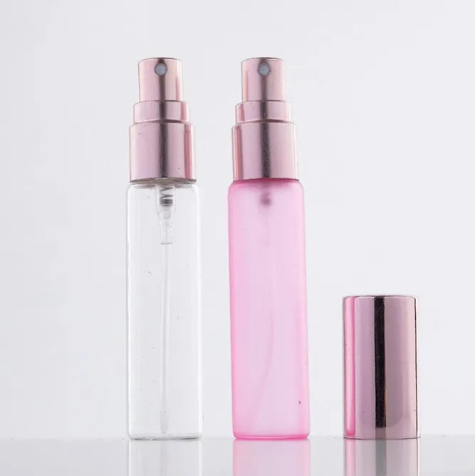 10ml 15ml Empty clear pink Frosted Glass Spray Perfume Packaging Bottle Cosmetic Fine Mist Spray Bottle with Rose Gold Cap