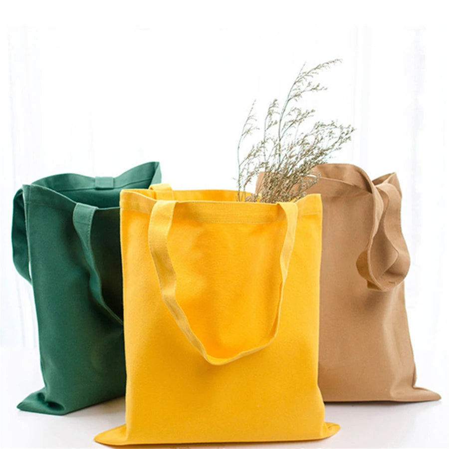 Custom Logo Canvas Tote Bag Large Capacity Eco Friendly Cotton Shoulder Bags for Women Shopping Grocery Casual Travel Handbag