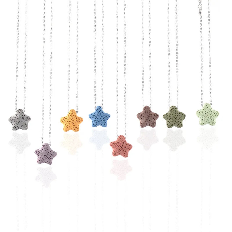 Simple Design Aromatherapy Necklace Essential Oils Diffuser Pendant Chain Lava Rock Stone 316L Stainless Steel Necklace