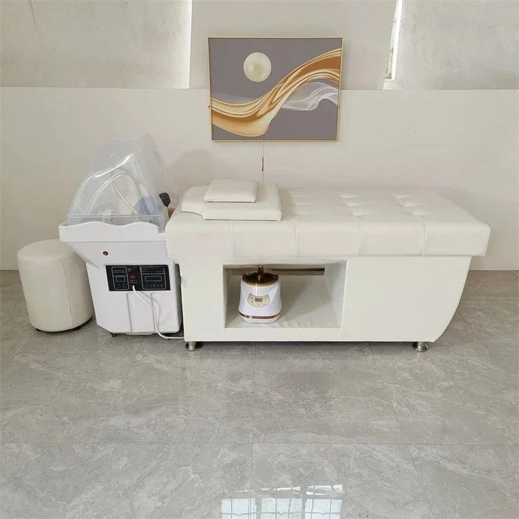 Wash Basin Circulating Massage Lay Down Washing Salon Hair Shampoo Bed with Water Circulation and Steamer
