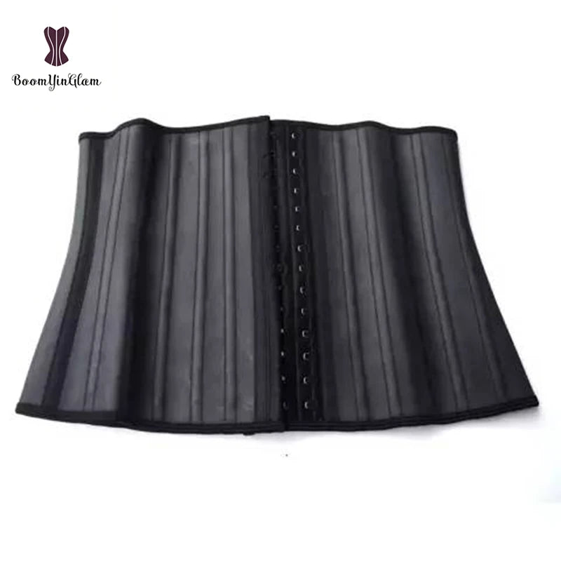Hot Sale Europe Leather 25 Steel Bones Latex Corselet Plus Size Fitness Weight Loss Waist Cincher Slimming Tummy Control