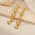 Minimalist Star Moon Heart Design Hollowed 18k Gold Plated Stainless Steel Hoop Pendant Earrings Women