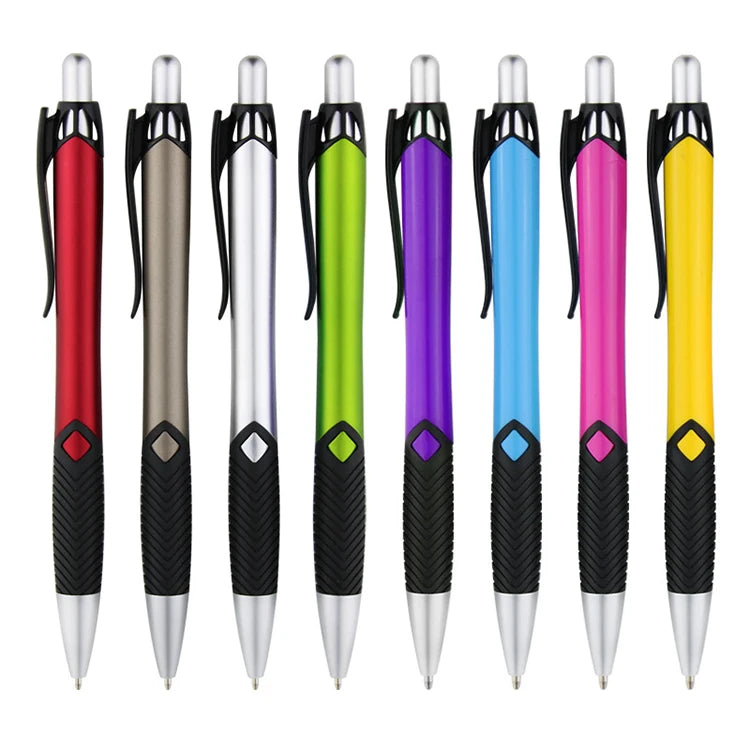 New Arrival Custom Logo Sports Plastic Ball Pen Promotion Gift Advertising Soft Pen Grip ABS Click Ballpoint Pen