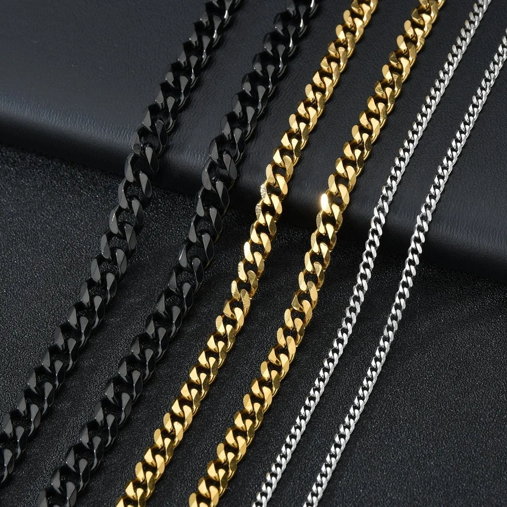 VEROMCA  Most Popular Stainless Steel Hot Sale for Men Cuban Chain Hip Hop Chain Six Sided Grinding Necklace