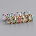 SP Minimalist Hoops Simple Design S925 Sterling Silver Multi Color Geometric Zircon Hoop Earrings