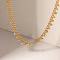Wholesale Luxe Jewelry Beaded Charm Cubic Zirconia Diamond Tassel 18k Gold Plated Stainless Steel Link Chain Necklace for Women