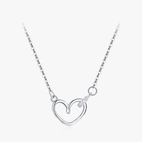 Ailmay Top Quality 925 Sterling Silver Korean Simple Charm Heart Clear CZ Necklace for Women Wedding Engagement Jewelry Gift