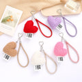 Mengda New Autumn and Winter Velvet Heart-shaped Keychain Universal Keyring Bag Charm Denim Mobile Phone Strap Accessory