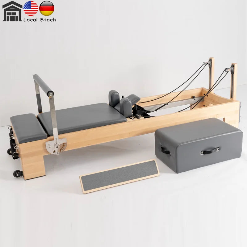 Professional Maple Wood Pilates Reformer Bed with Quiet Smooth Design for Home Studio Commercial Pilates Training Equipment