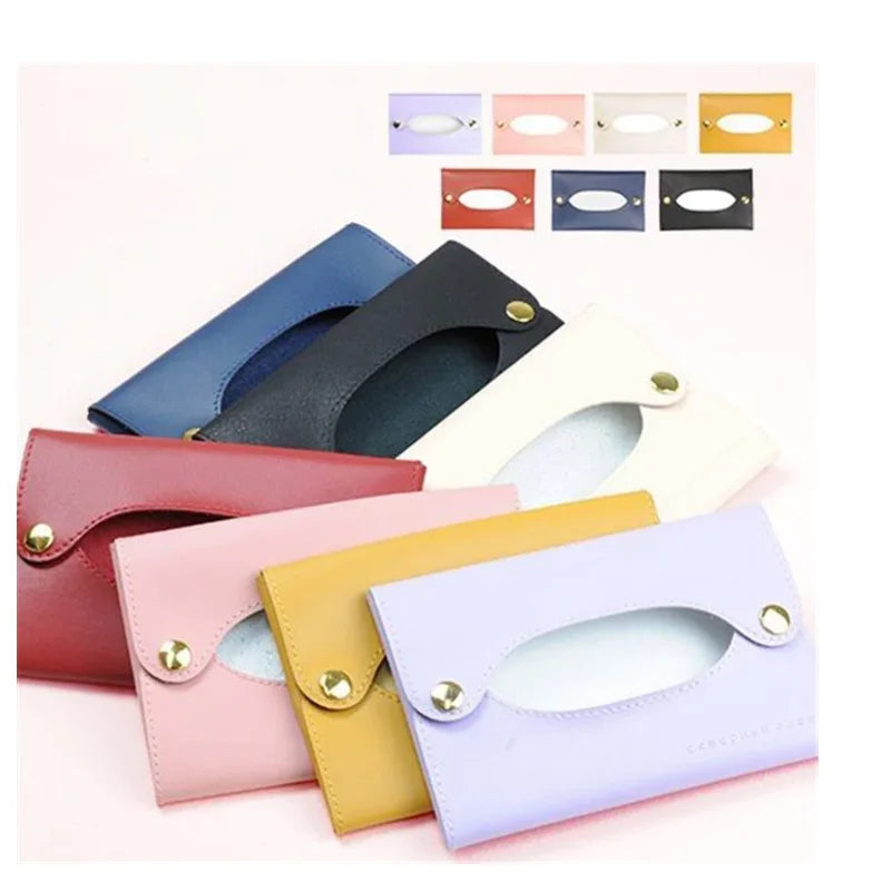 Japanese Style Simple Leather Tissue Bag Small Portable Storage Cover Detachable Towel Organizers Box Wet Wipes Dispenser