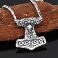 Viking Stainless Steel Odin Crow Raven Thor Hammer Pendant Necklace Link Chain Classic Style for Wedding Party Men's Jewelry