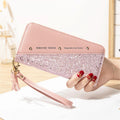 Fashion Long Women's Wallet Pu Leather Sequins Patchwork Ladies Wallets and Purses Women