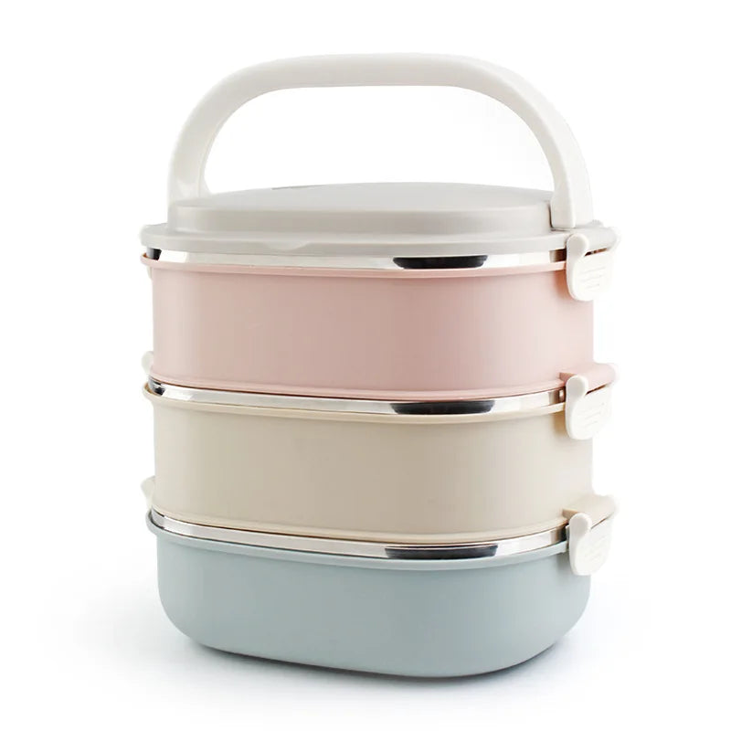 Kids Rectangle Stainless Steel Bento Box Set Cutlery School Office Lunch Container for Keep Warm Food Storage Dinnerware Set