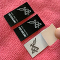 Laser Cut Brand Name Iron on Woven Labelfree Design Taffeta Woven Patch With Glue Backing