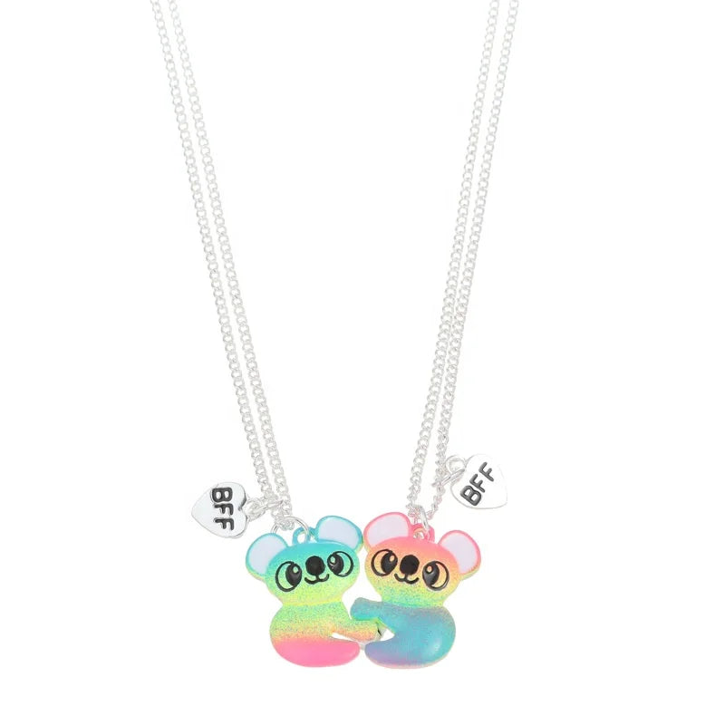 Simple Design BFF Bear Necklace Cheap Friendship Necklaces Magnetic Pendant Children Necklace for Children