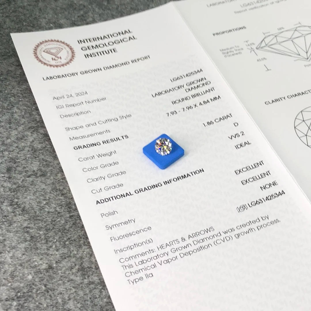 IGI  Certified 1.86ct  D VVS2 Wholesale Lab Created Diamond CVD Lab Grown Diamond