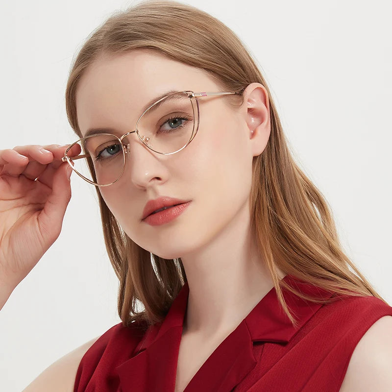 YC OPTICAL 2024 Innovative Trendy Double Rim Eyeglasses Frames Cat Eye Womens Glasses Ce Certification Metal Eyewear