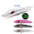 Top Quality Wooden Stickbait 23cm 90g Sinking Pencil Hard Fishing Pesca Luminous Stickbait Lure 3d Eyes Timber Lure