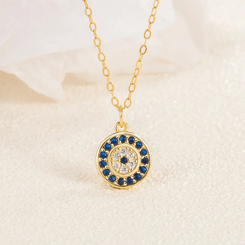 Wholesale 2023 Cubic Zirconia Lucky Evil Eyes Necklace Charm Pendants 18k Gold Plated CZ Blue Evil Eyes Necklace
