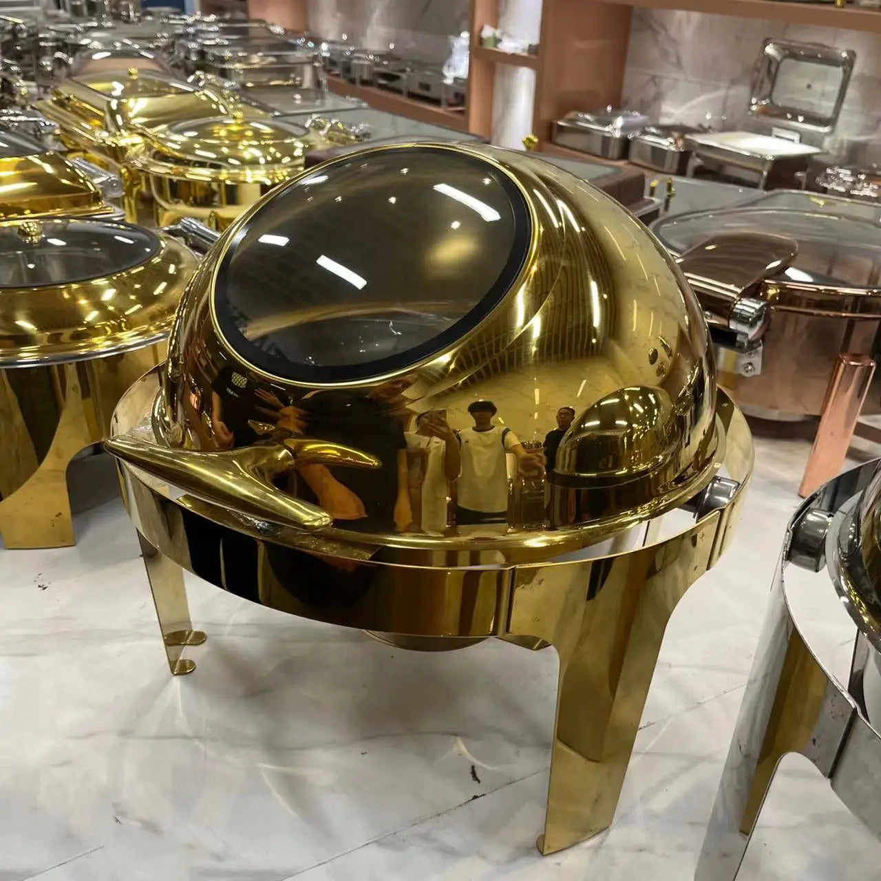 YITIAN Buffet Set Ware Round Roll Top Chafing Dish Chaffing Buffet Food Warmer Hotel & Restaurant Catering