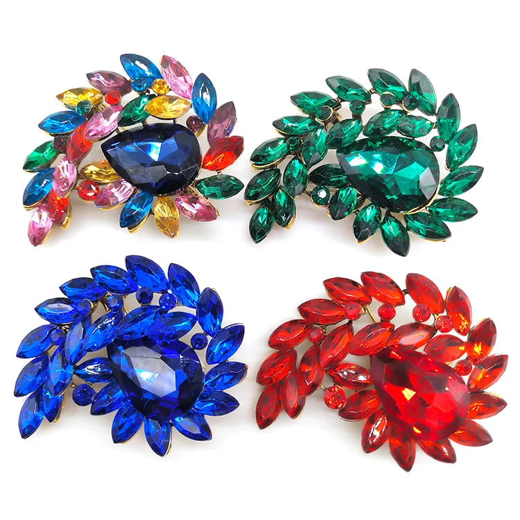 Wholesale Palace Style Crystal Water Drop Flower Brooches for Women Party Office Banquet Brooch Pins Jewelry GiftsCustom Brooch