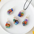 Natural Quartz Stone Seven Chakra Crystal Gravels Net Pocket Crystal Pendant