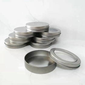 Factory Large Stock Cheap Price High Quality Small Empty Tin Can Clear Window Lid DIY Snack Candy Cookies Sugar Custom Logo