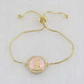 BC1459 18k Gold Plated Colored Shell CZ Micro Pave Virgin of Guadalupe Virgen De Guadalupe Our Lady of Guadalupe Bracelet