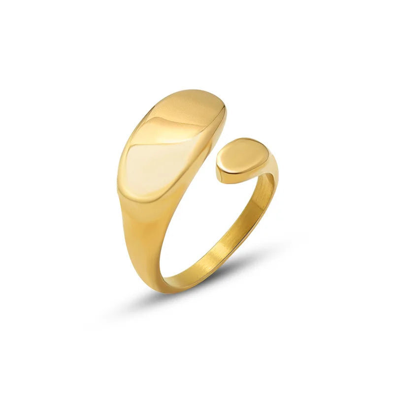 Minimalist Style Size 7 Waterproof Open Ring Titanium Steel 18K Gold Stainless Steel Ring
