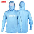 Men's Custom Logo Quick Dry Fishing Shirt with Long Sleeve & Facemask Sun Protection & Anti UV Waterproof Feature