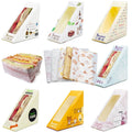 Disposable Custom Heat sealed Collapsible Triangle Breakfast Bakery Korean Egg Drop Paper Sandwich Box Packaging