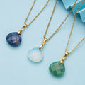 Wholesale Stainless Steel Natural Stone tiger Eye Rose Quartz Necklace Fashion Vintage Gemstone Jewelry Water Drop Necklace Gift