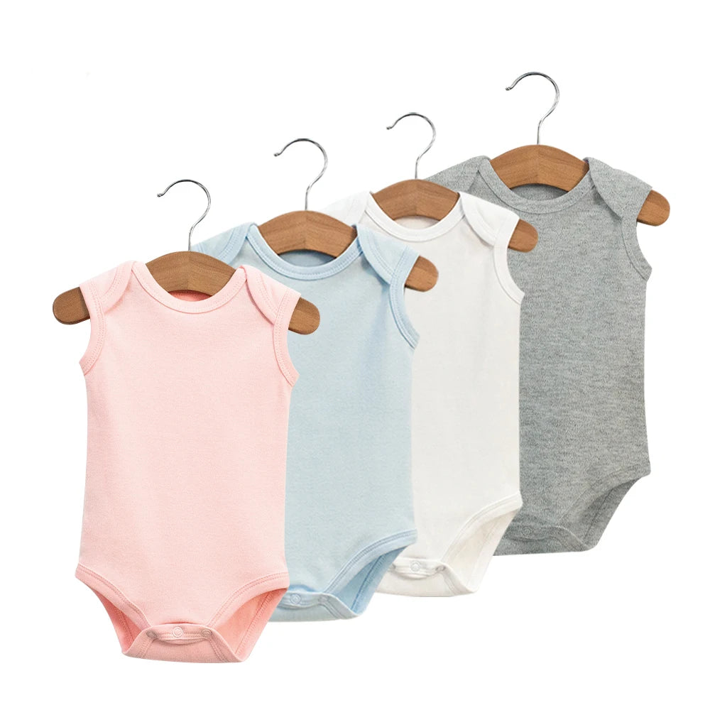 Cheap Price Factory Manufacturers In-stock RTS Summer Baby Onesie Organic Cotton Newborn Romper White Pink Blue Baby Bodysuit