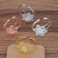 15mm Inner Size  Silver Plated Gold Flower Bangle Base Bracelet Blank Findings Tray Bezel Setting Cabochon Cameo Blanks
