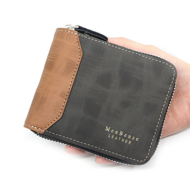 MenBense New Style Men's Wallet Short Fashion Casual Zipper Moneybag Card Wallets