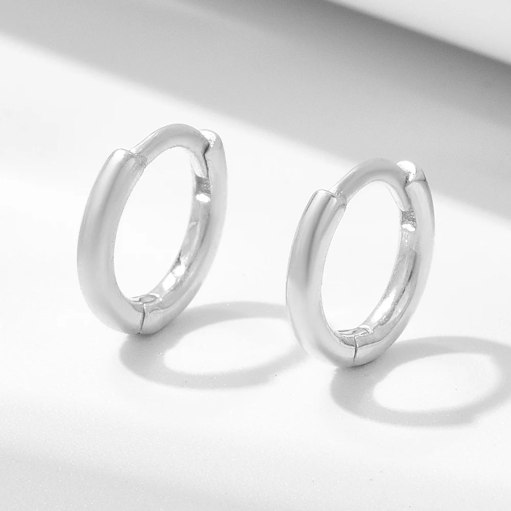 925 Sterling Silver Huggie Hoop Earrings New Thin Minimalist Small High Polish Plain Color for Weddings Gifts Parties